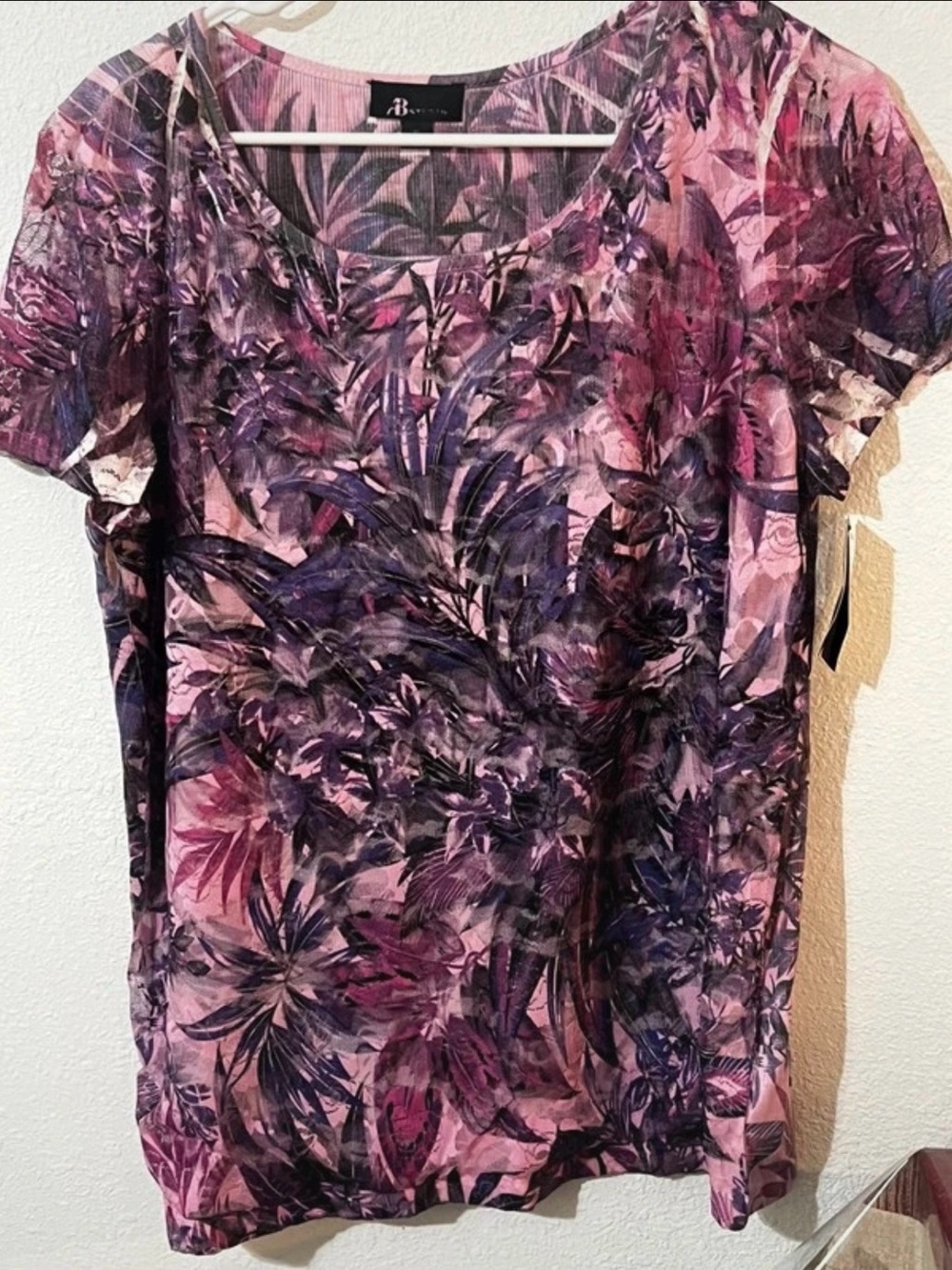 AB Studio Pink & Purple Floral Short-Sleeve Tee